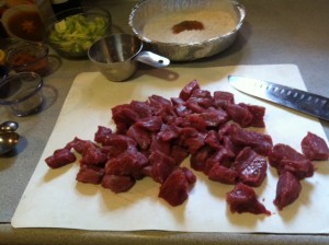 3) beef sliced thin